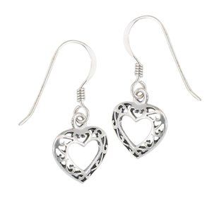 Sterling Silver Celtic Filigree Heart Earring